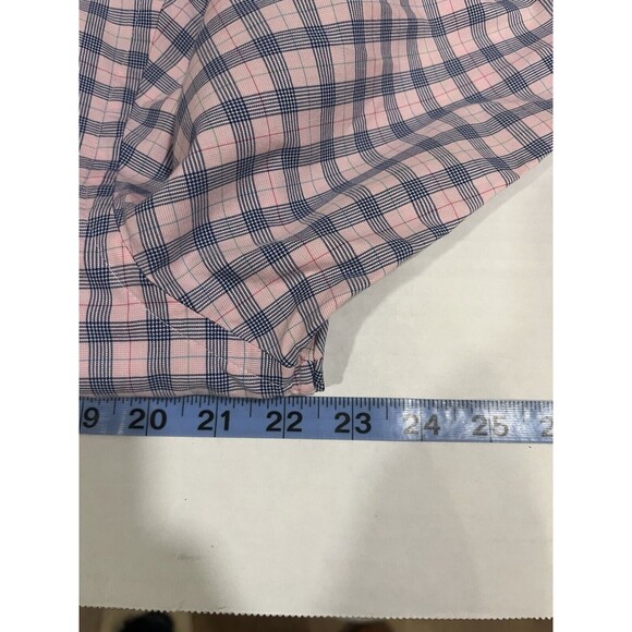 Lands' End Mens Button-up Long-sleeve Shirt. Size 15-32 100% Cotton, Pink Plaid - Picture 7 of 10